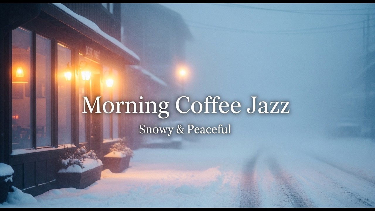 1 Hour Cozy Snowy Café Jazz ☕ Winter Morning in a Small Town | Soft Jazz to Unwind