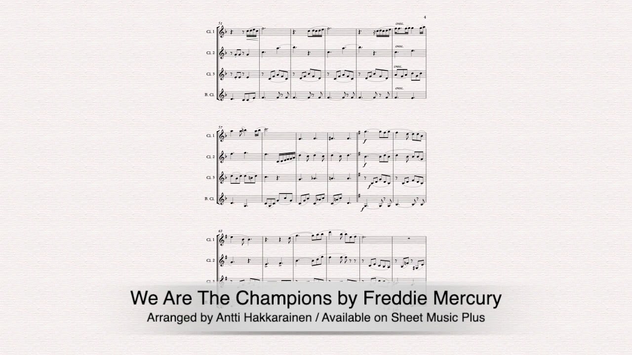 We Are The Champions (Queen) - Clarinet Quartet