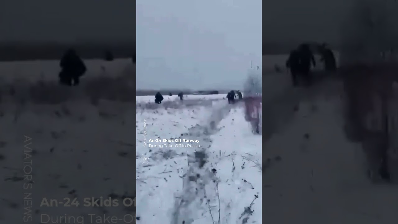 An-24 Skids Off Runway During Take-Off in Russia