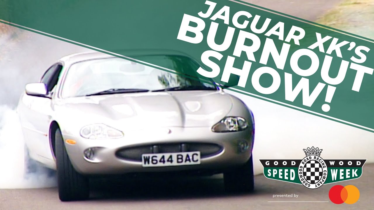 Extreme burnouts in a Jaguar XK at FOS