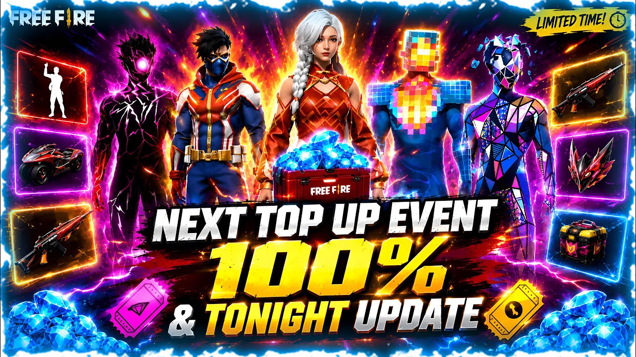 NEXT TOP UP EVENT 100% FREE FIRE