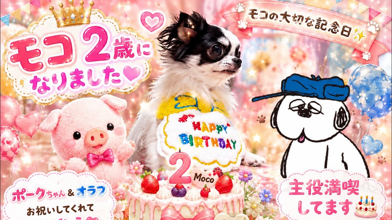 ポークとオラフが2歳お祝いしてくれたよ♩ありがとう♩