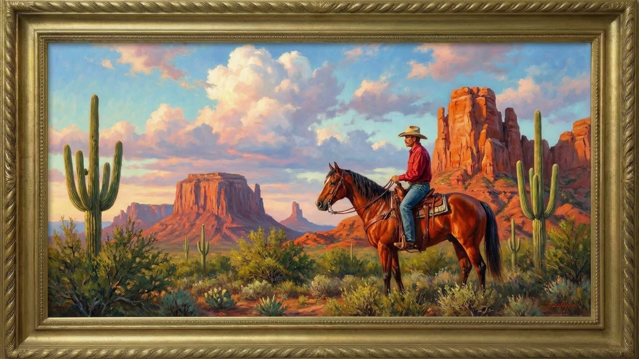 Desert Rider at Dusk | Outlaw Country Soundtrack Inspired by Monument Valley Painting