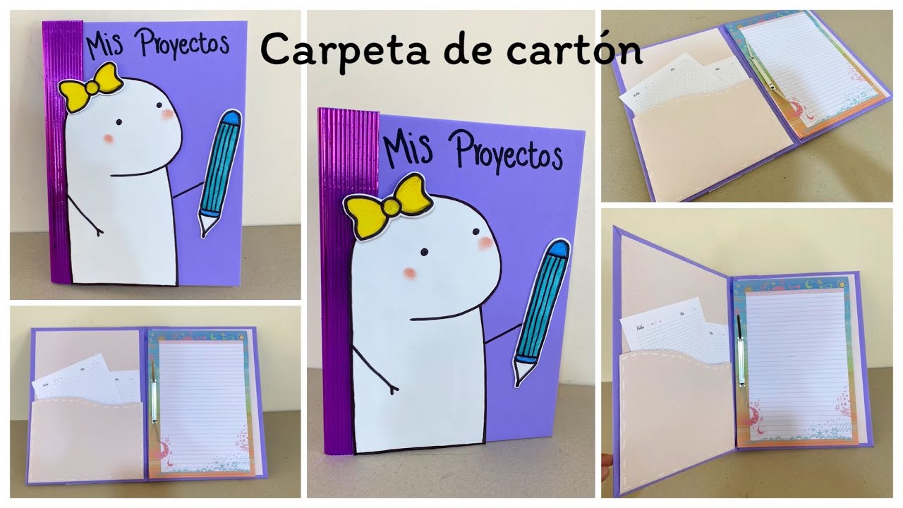 Como hacer una CARPETA de cart&oacute;n CASERA | Carpeta de FLORK para el regreso a clases