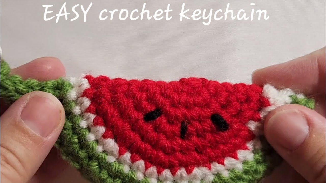 Crochet keychain watermelon tutorial - QUICK and EASY