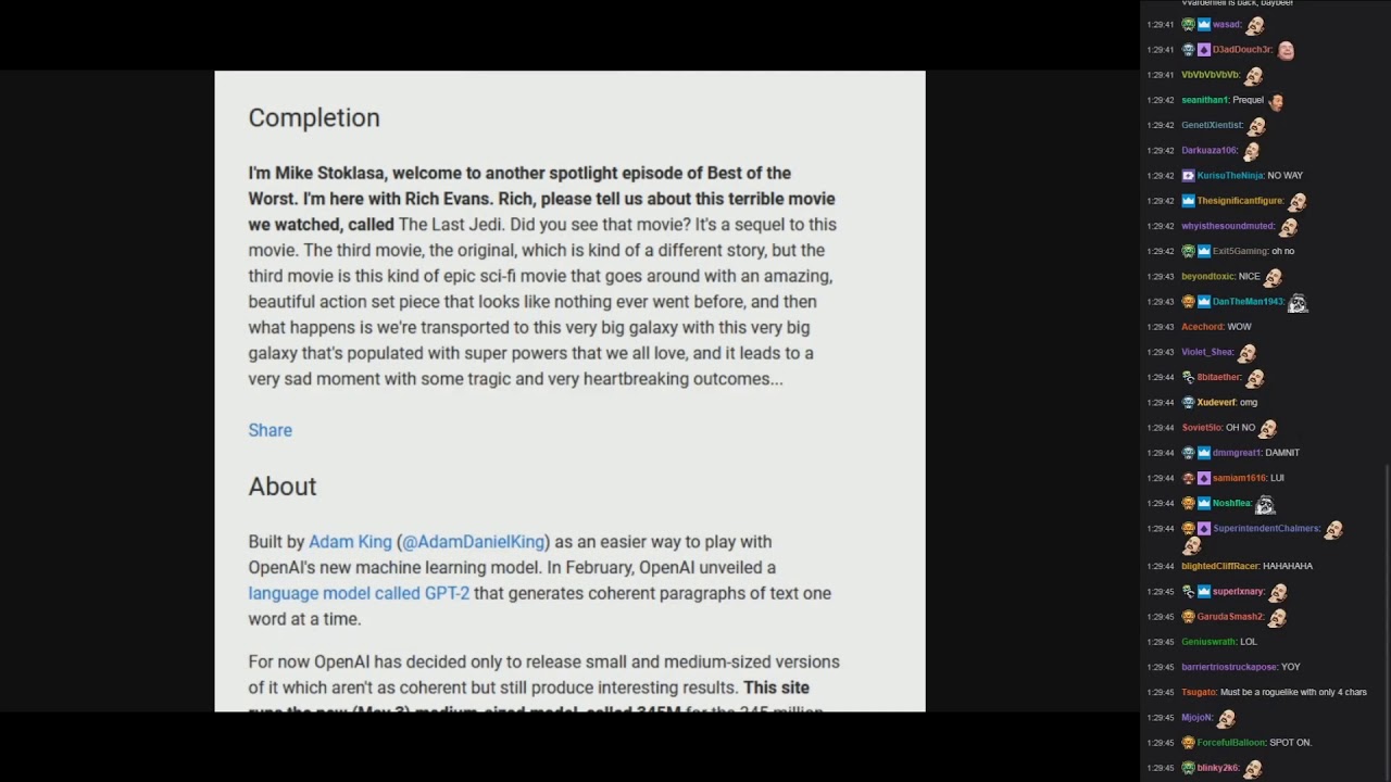 [Vinesauce] Vinny [Chat Replay] - Talk to Transformer (Part 2)