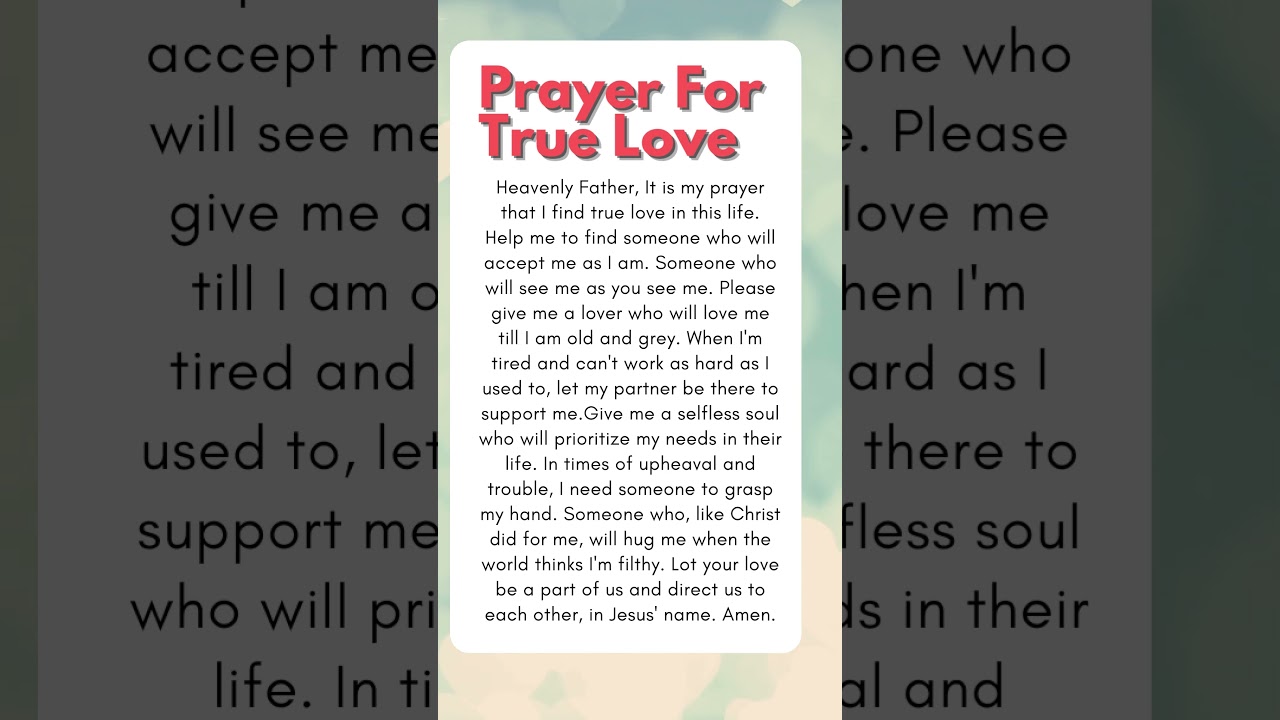 Prayer for true love - Best Prayer For Finding A Life Partner #jesuslovesyou #faith #shorts