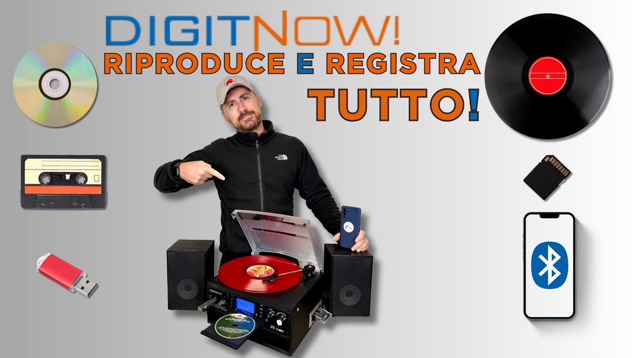 DIGITNOW M504 Giradischi Bluetooth con Cassetta, CD e USB &ndash; Il Tutto in Uno che Sorprende!