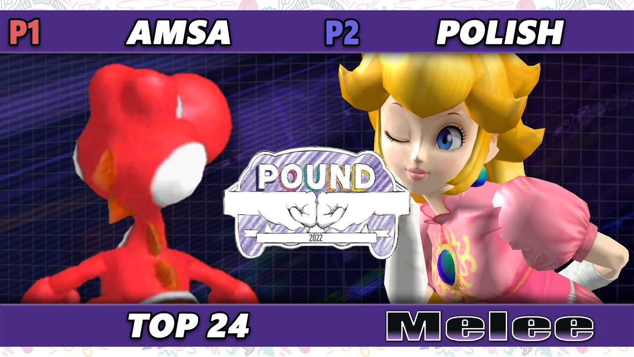 Pound 2022 Top 24 - aMSa (Yoshi) Vs. Polish (Peach) SSBM Smash Melee Tournament