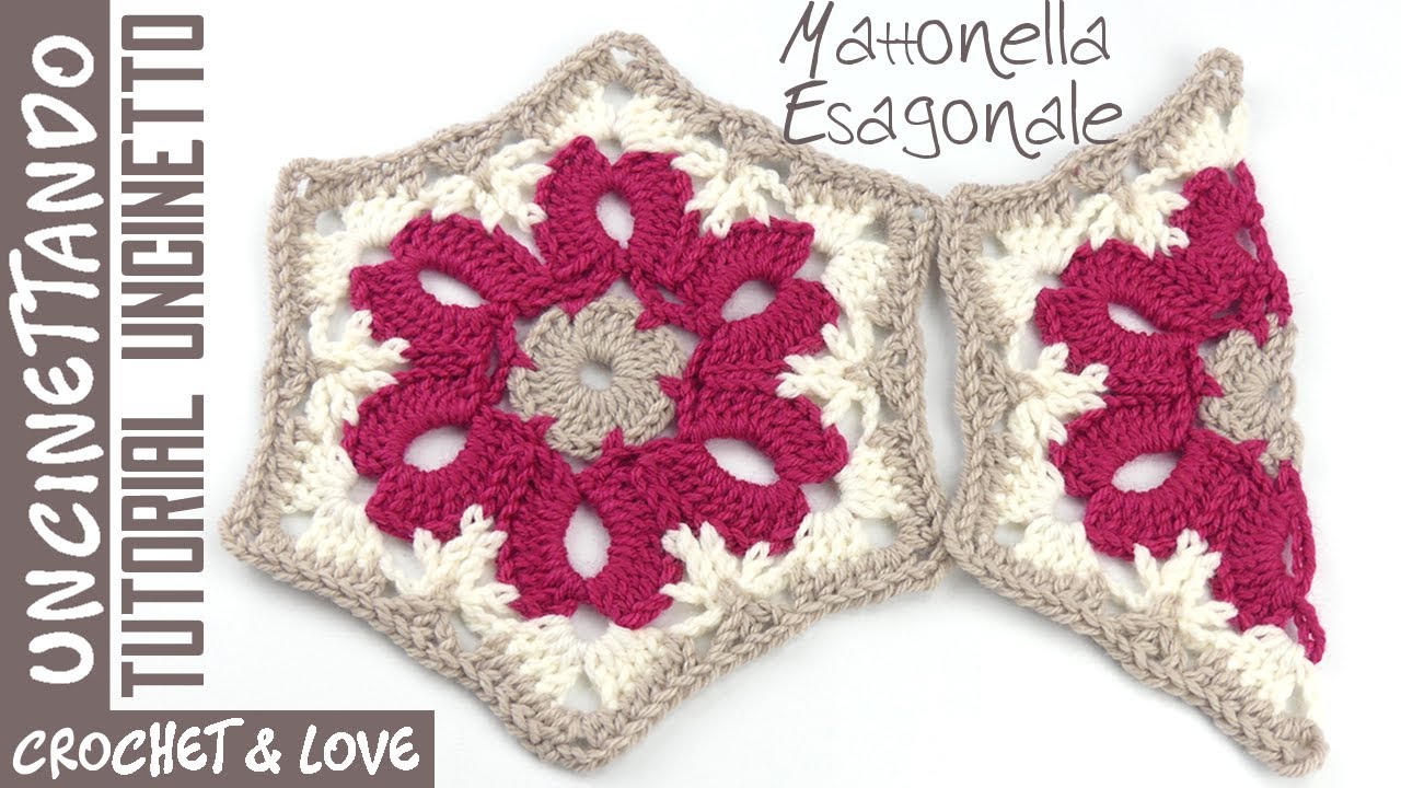 Mattonella Esagonale - Tutorial all'uncinetto (sottotitoli in spagnolo e inglese)