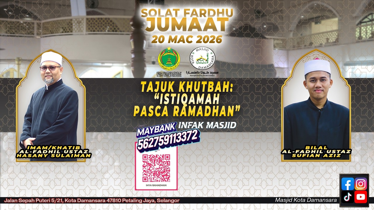 Siaran Langsung Tazkirah & Khutbah Jumaat | 20-3-2026