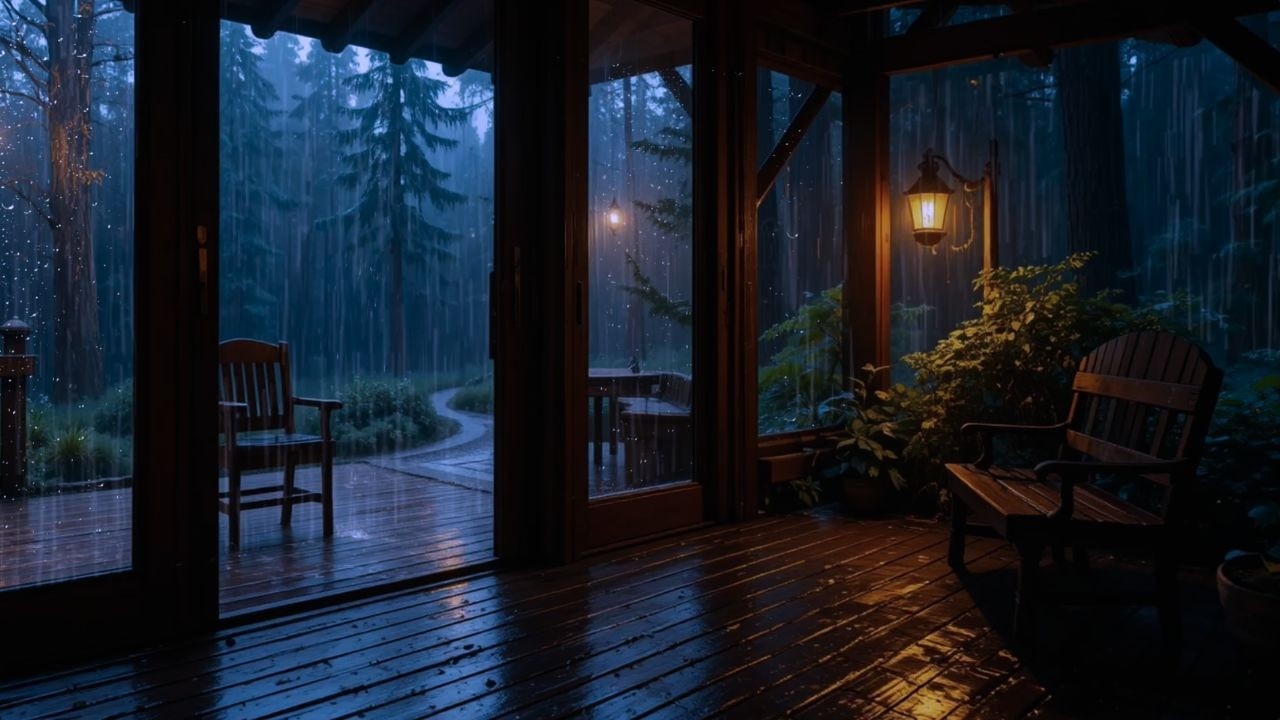 Rainy Night in a Cozy Cabin 🌧️(No Ads) Fall Into Deep Sleep with Relaxing Ambience