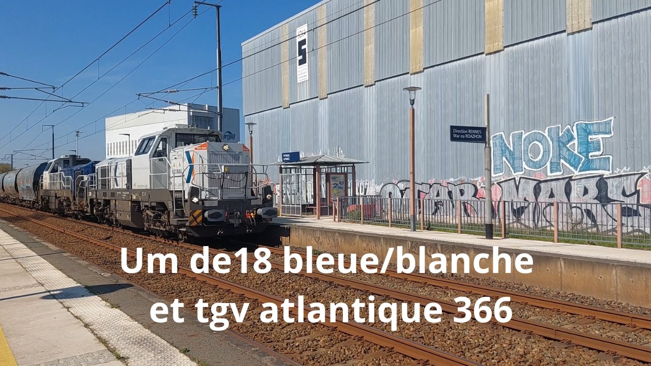 Spot en bretagne#535, Um de18 bleue/blanche et tgv atlantique 366