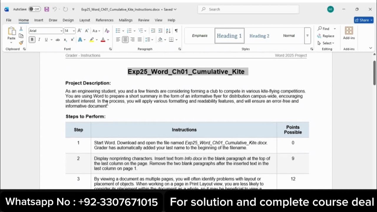 Exp25 Word Chapter 1 Cumulative &ndash; Agriculture | Pearson MyLab Word Grader (100%)