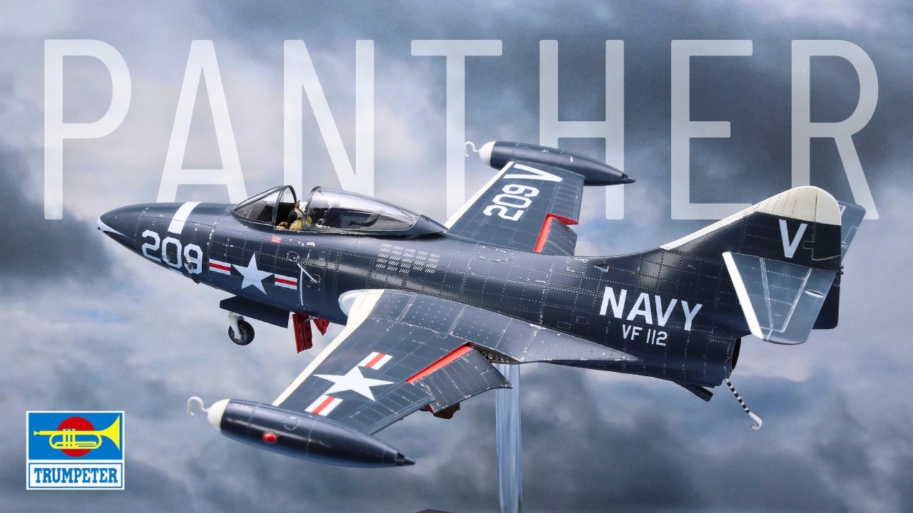 F9F-2 PANTHER (Korean War) in Flight | Trumpeter 1/48 scale | Full Build (4K)