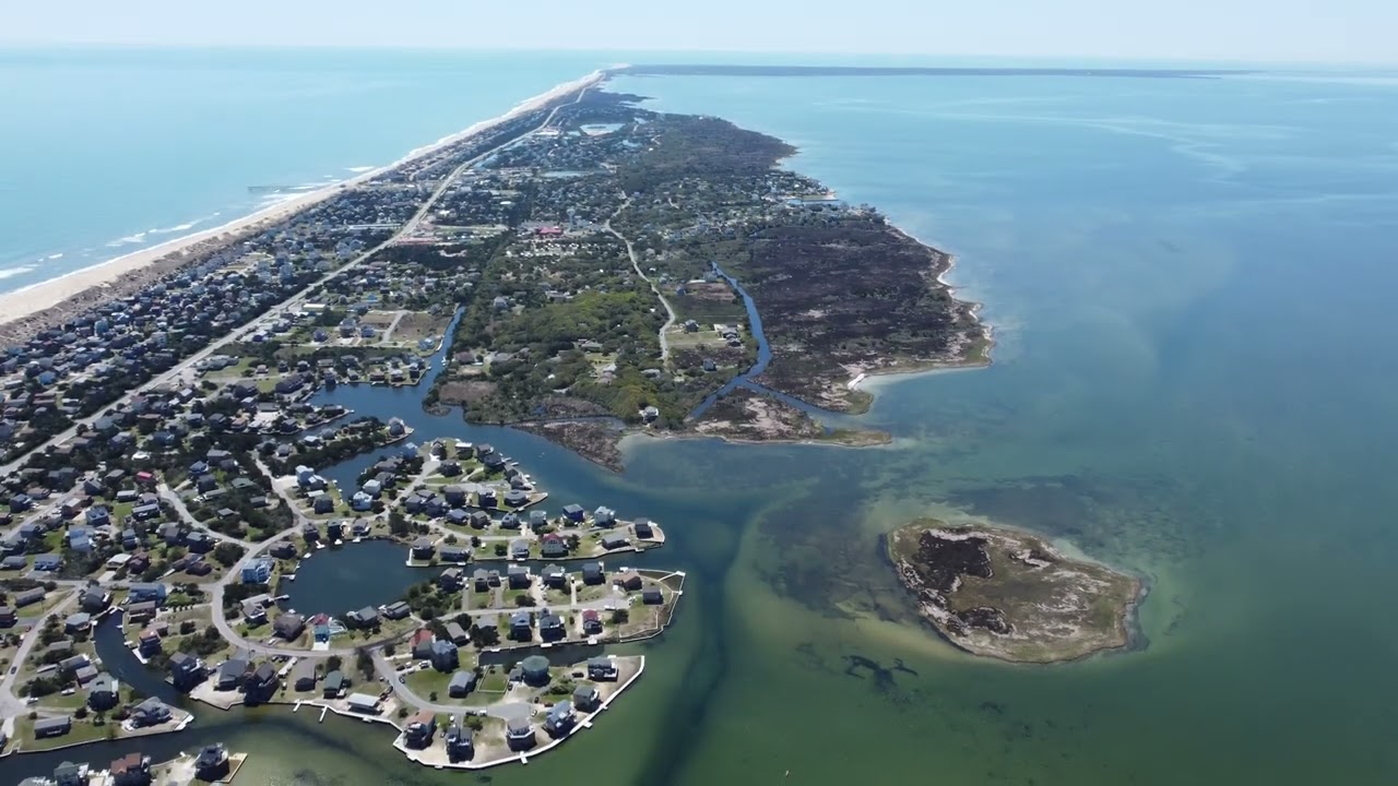 High above Avon, N.C  and the crystal clear water of the Pamlico sound