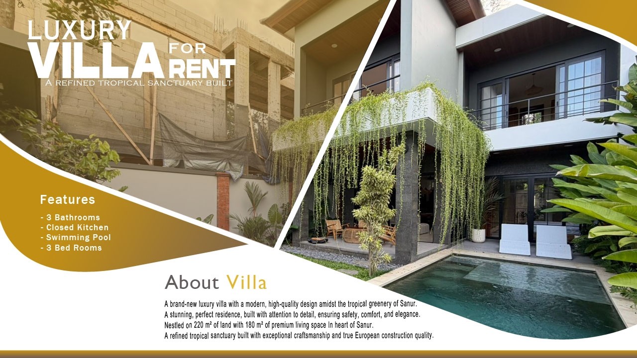 KBP1534 luxury villa with a modern, high-quality design amidst the tropical greenery of Sanur.