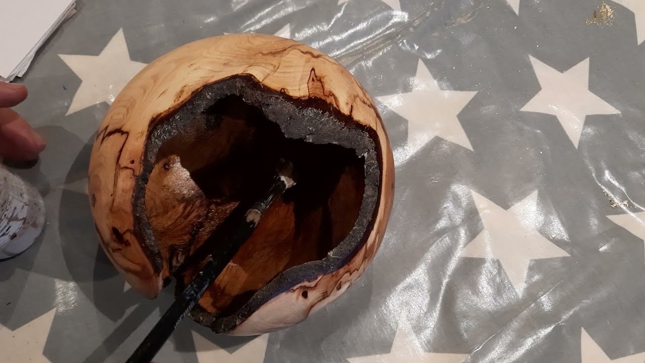 Wood Turning, Plum wood and Gold leaf