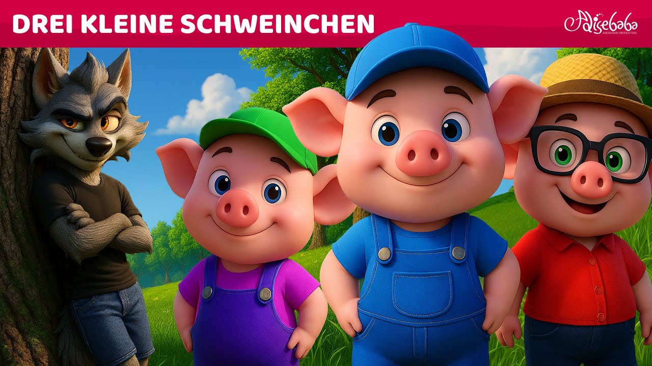 Drei kleine Schweinchen + Lied am Ende 🐷🎵 | 3D 4K | M&auml;rchen f&uuml;r Kinder