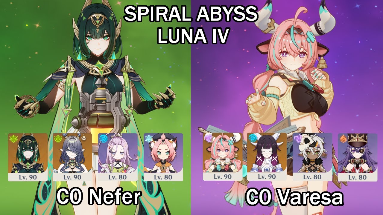 C0 Nefer & C0 Varesa | Spiral Abyss Luna IV 36 Stars | Genshin Impact