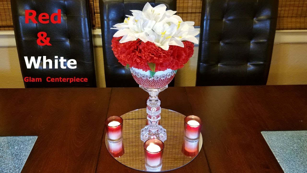 DIY Centerpiece ideas / Glam Red & White Centerpiece