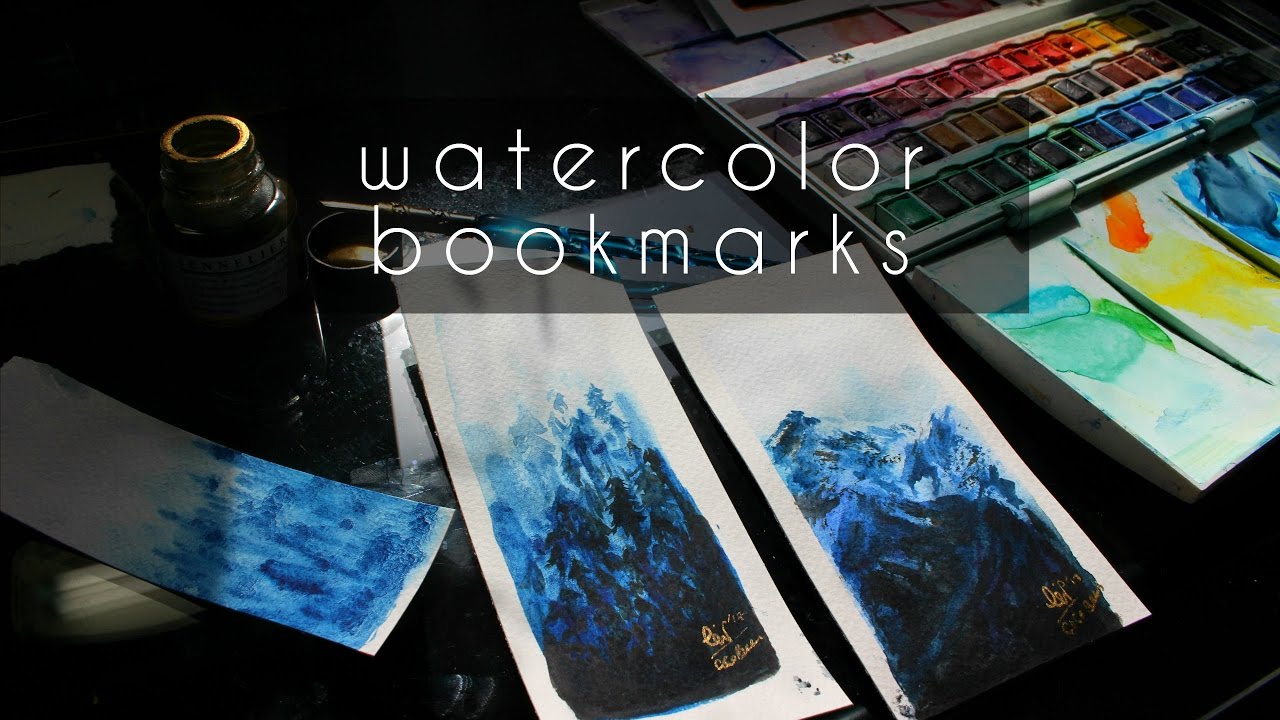 HOW to paint Watercolor BOOKMARKS (Mountains and Forests)