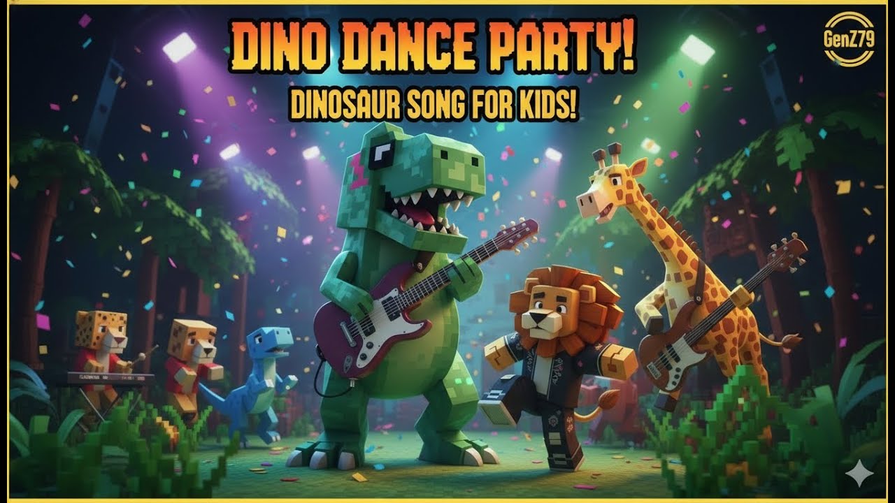 Dino Dance Party! 🦖 Dinosaur Song for Kids | Stomp & Roar with GenZ79 🎸