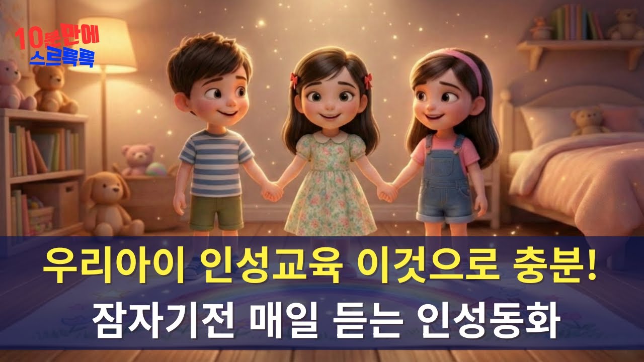 😢아이가 친구랑 싸웠다면? 이 동화 들려주세요 | 세 친구의 무지개 그림🌈💕 | 화해하는 법 | 10분 취침 동화 | 우정 이야기
