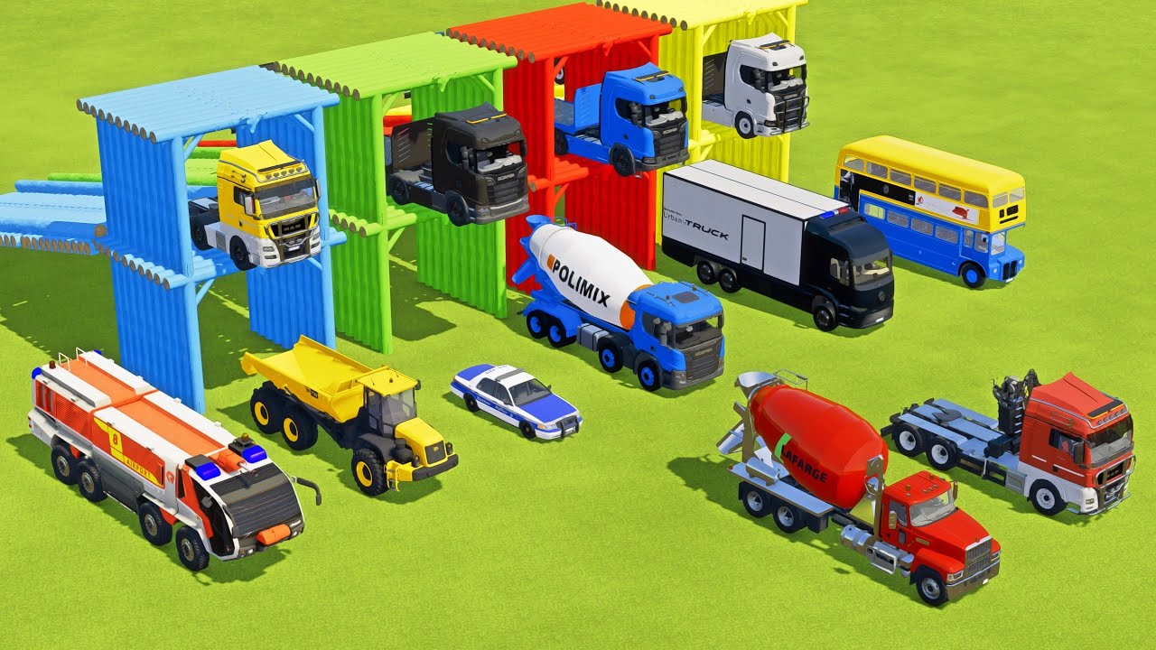 TRANSPORTING TANK TRUCK, AMBULANCE, MIXER CEMENT TRUCK, BOX TRUCK, SCANIA BUS -  FS22