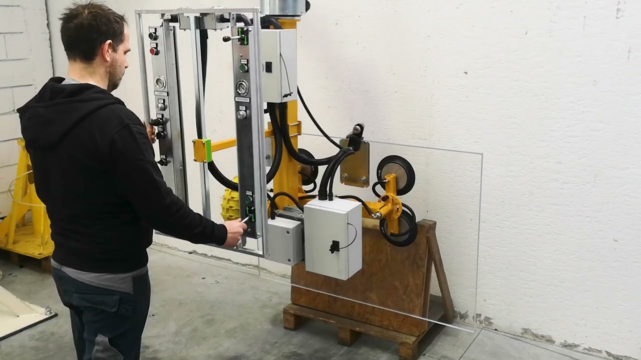 Pneumatic Glass Manipulator with Tilting and Rotation - 100 kg Capacity