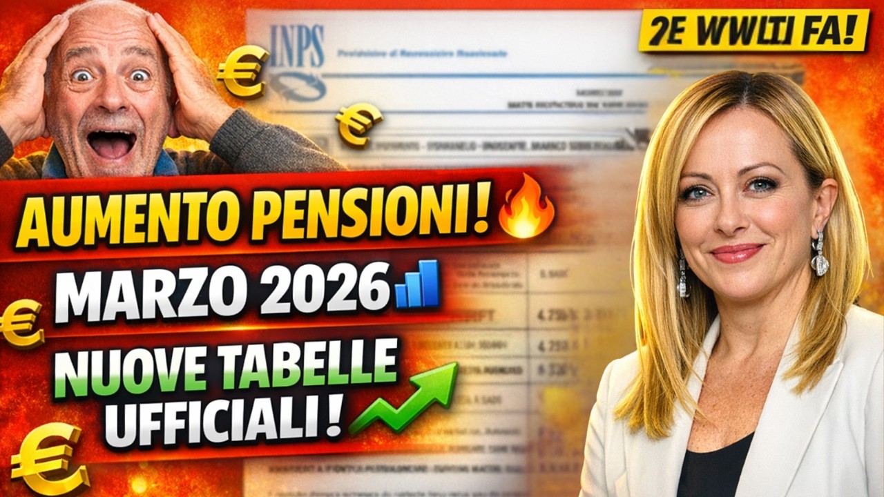 25 minuti fa! INPS pensioni Marzo 2026, AUMENTO PENSIONI 🔥, NUOVE TABELLE UFFICIALI 📊
