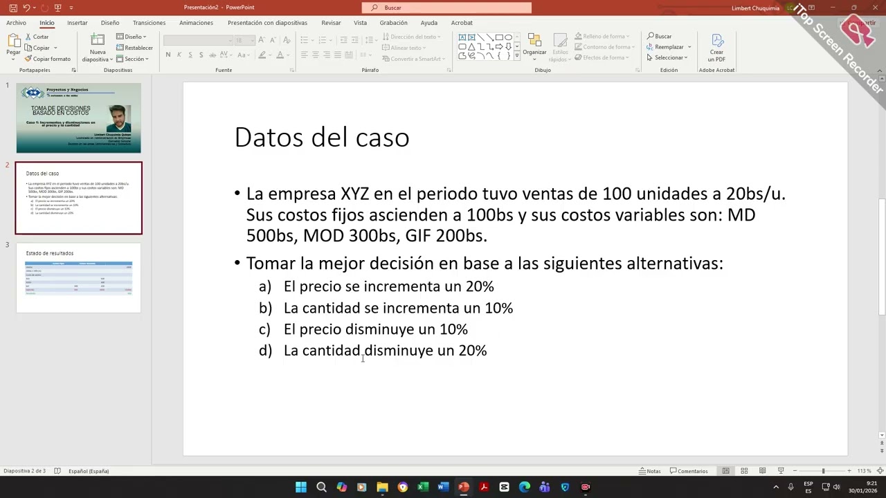 Toma de decisiones basado en costos - Caso 1