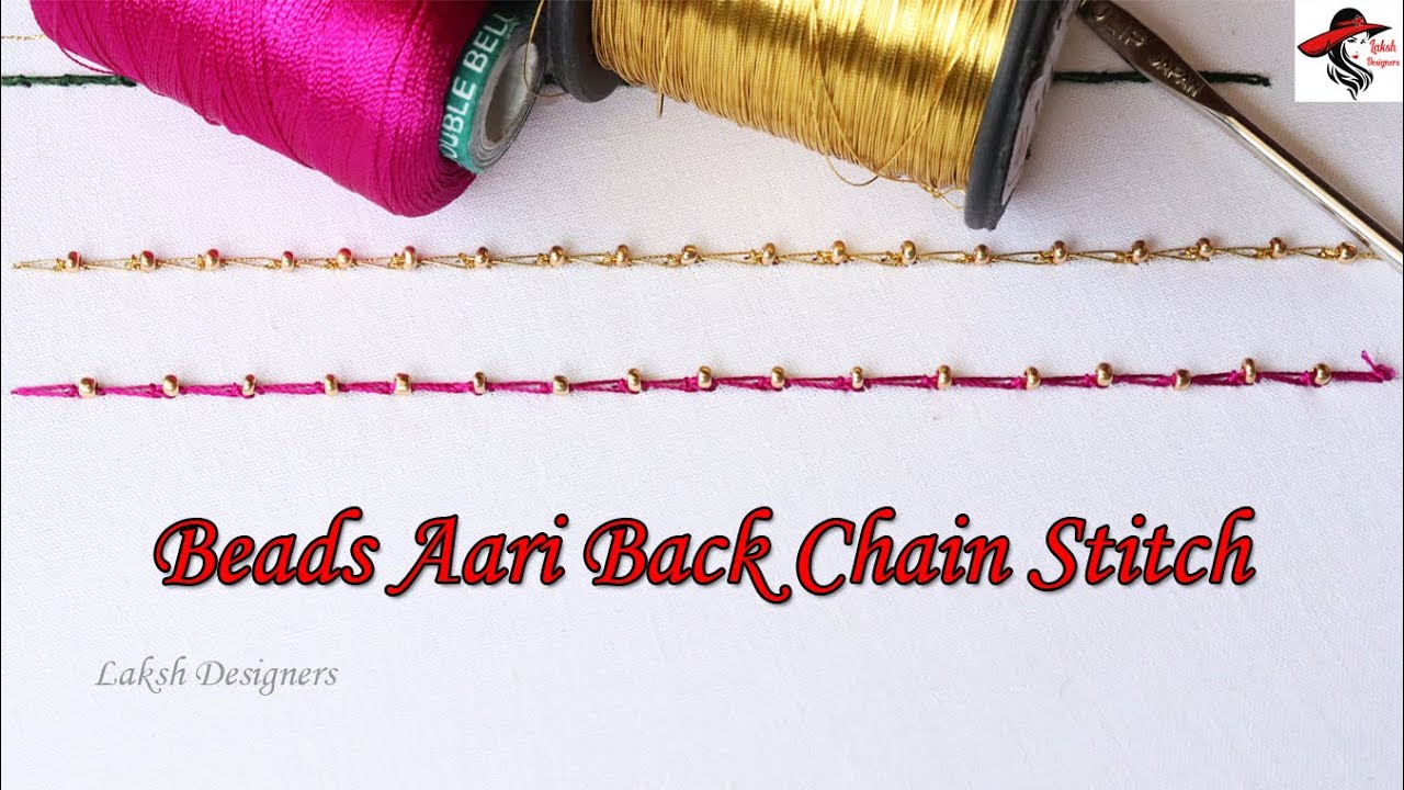 beads aari back chain stitch for beginners | aari work basic online free class for beginners