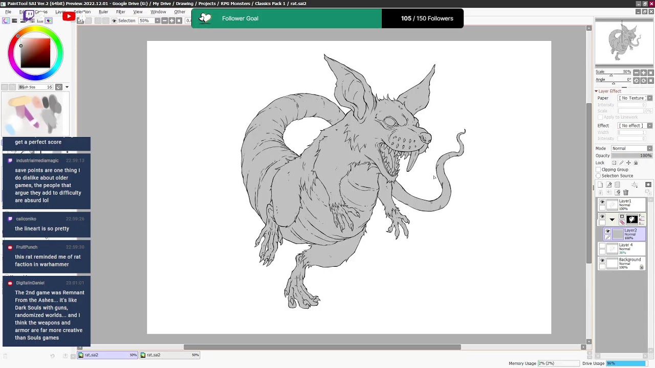 Classic JRPG Monsters: Rat (Inking)