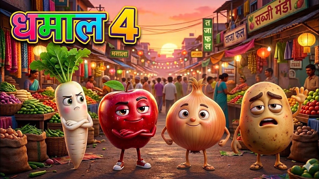 Vegetable Video 🥦🥕 | Vegetables AI Video | Potato, Apple, Radish, and Onion Video | Ravindra Nimiya