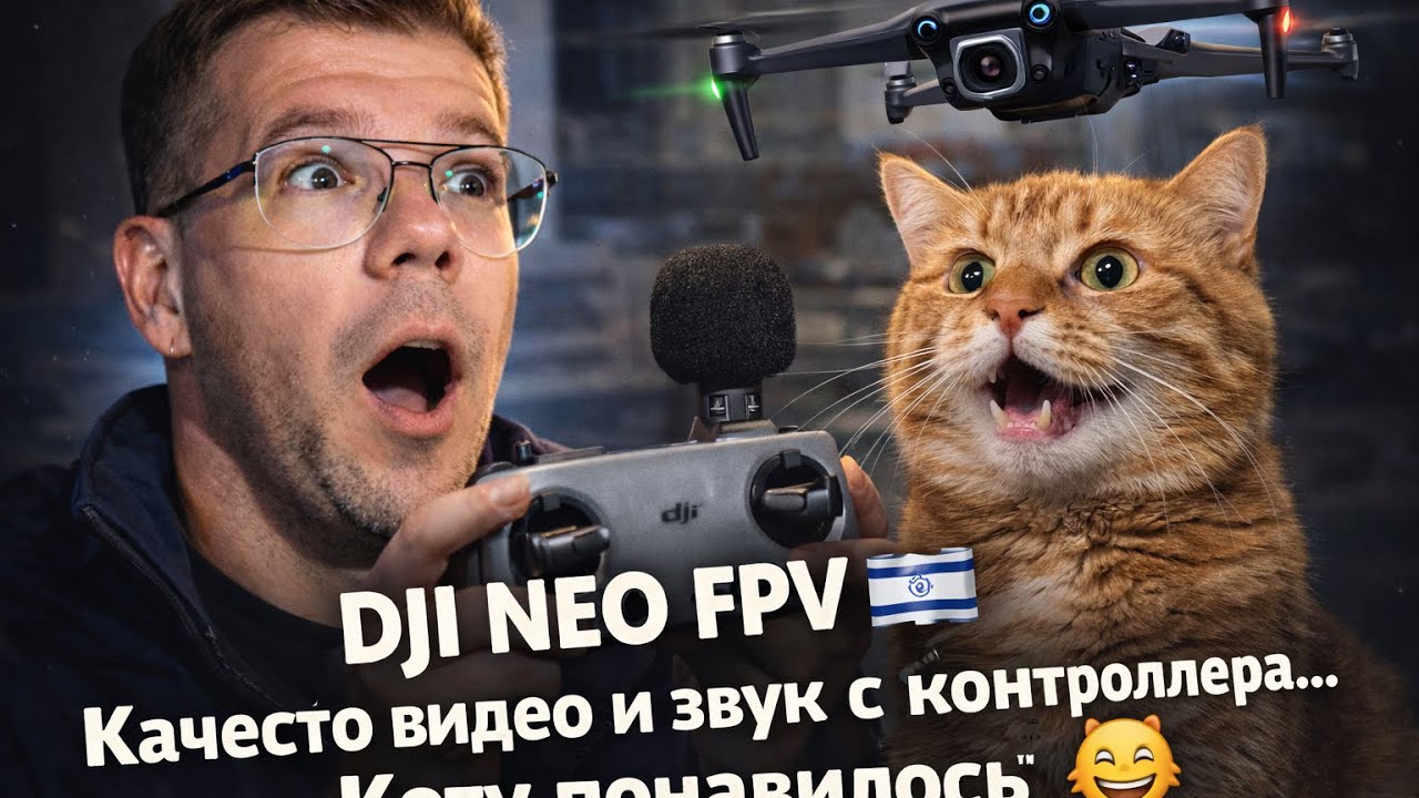 #dji  NEO (FPV). Съемка видео. Качество записи звука, на микрофон контроллера. КОТу, ДРОН нравиться!