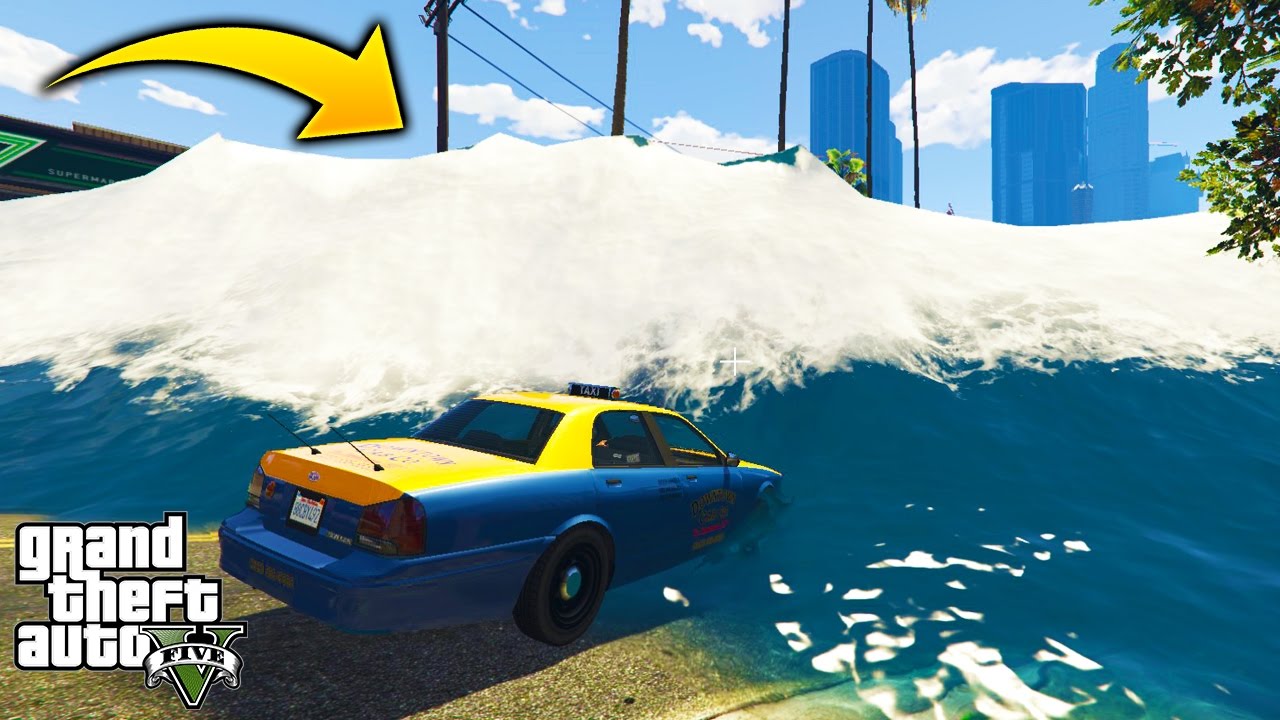 ¿Que Pasa Si Envias un Taxi a la Ciudad en un TSUNAMI? GTA 5