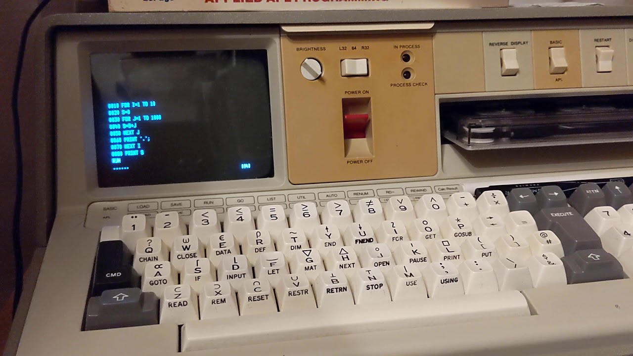 An IBM 5100 running the Noel's Retro Lab BASIC benchmark