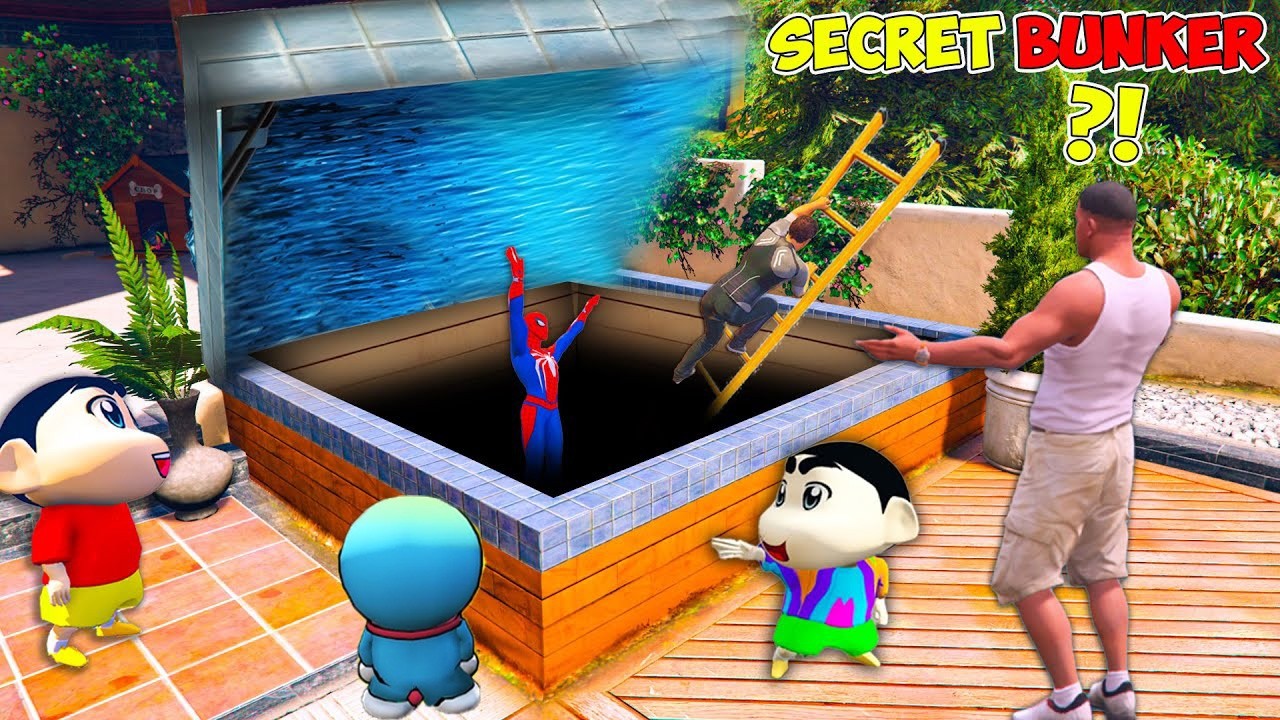 Franklin and Shinchan Found a Secret Bunker Under Franklin's Small Swimming Pool In Gta 5 tamil
