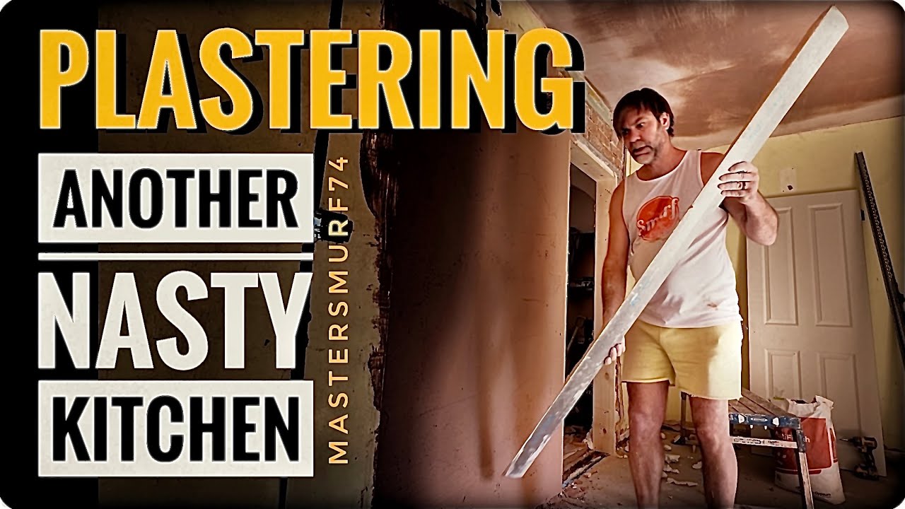 PLASTERING another nasty kitchen How to DIY plaster things tutorial for beginners Home Improvement
