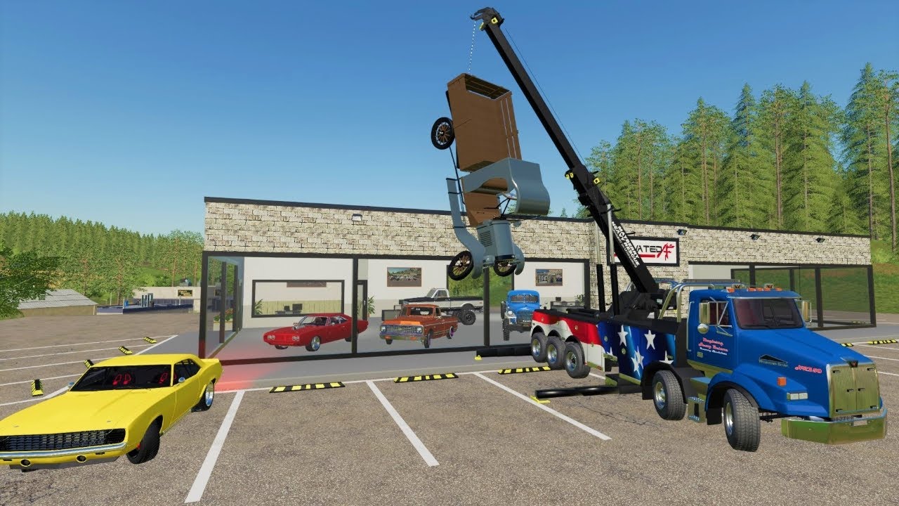 Using crane to move expensive cars on dealership | Farming Simulator 19