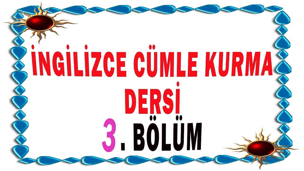 İNGİLİZCEDE CÜMLE KURMA - CÜMLENİN ÖĞELERİ - KONU ANLATIMI VE ÖRNEKLİ   3. BÖLÜM