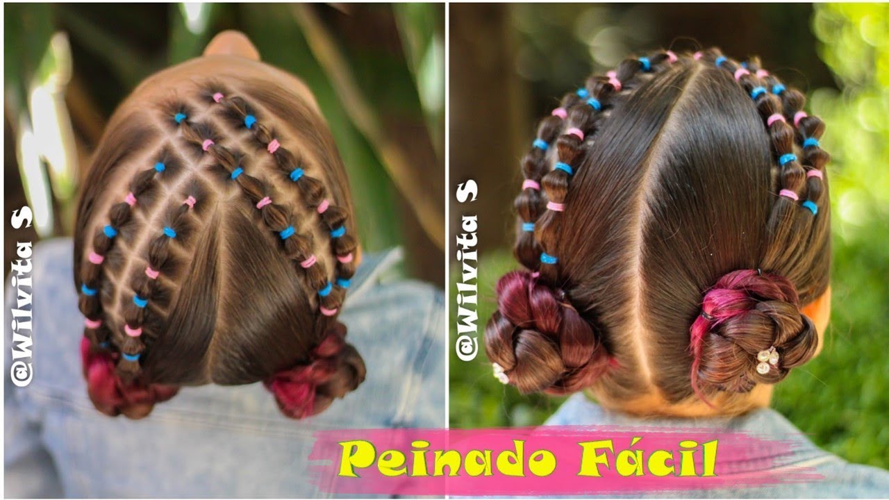 Peinado para NIÑAS con LIGAS para la ESCUELA / Peinados fáciles / WILVITA ♥️