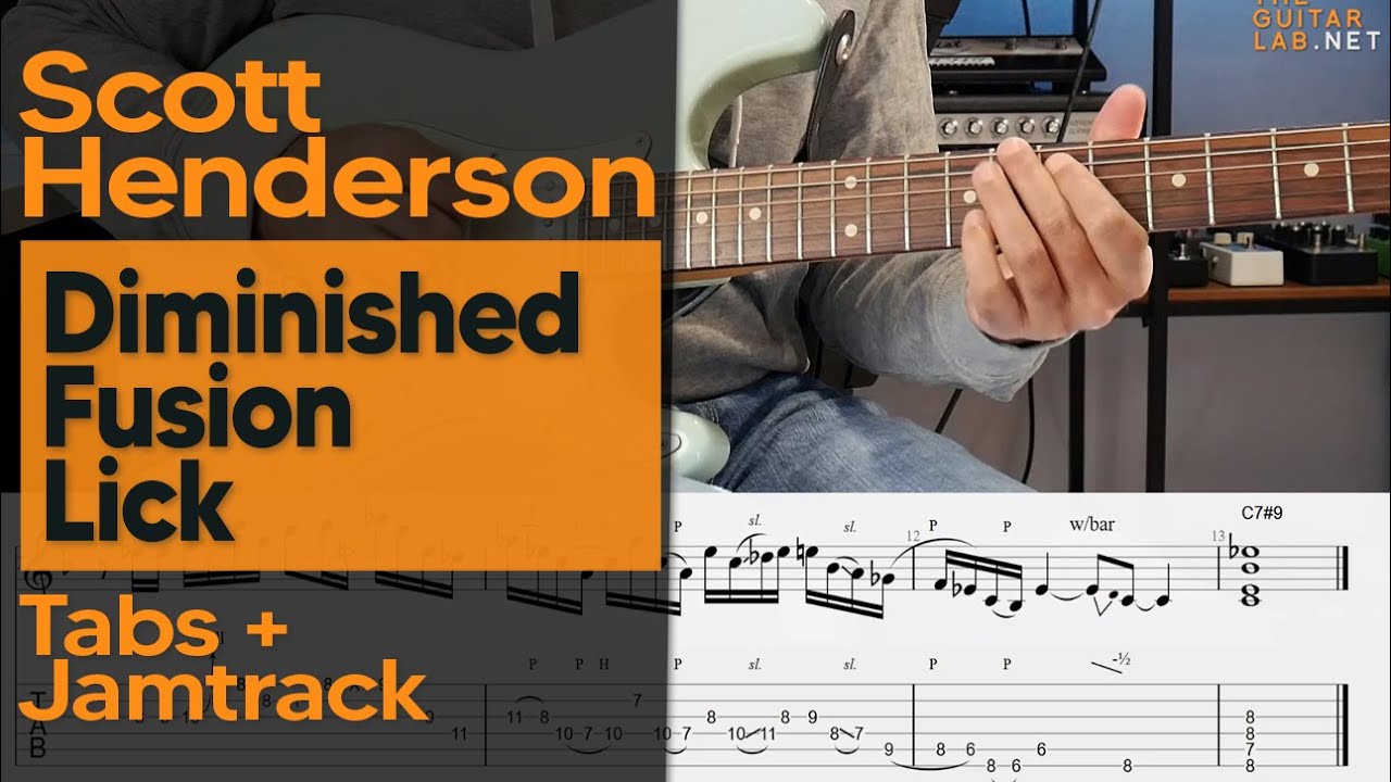 Scott Henderson Diminished Blues Fusion Lick - Tabs & Backing Track -