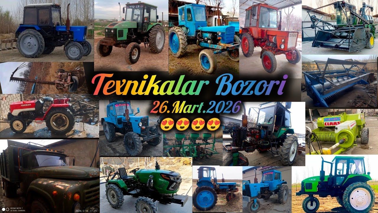 Texnika Bozori 26.Mart.2026 Maral Jatka Mtz Ttz T28 T25 Mini Tractor Zil Vadavoz Claas Kasilka Zubra