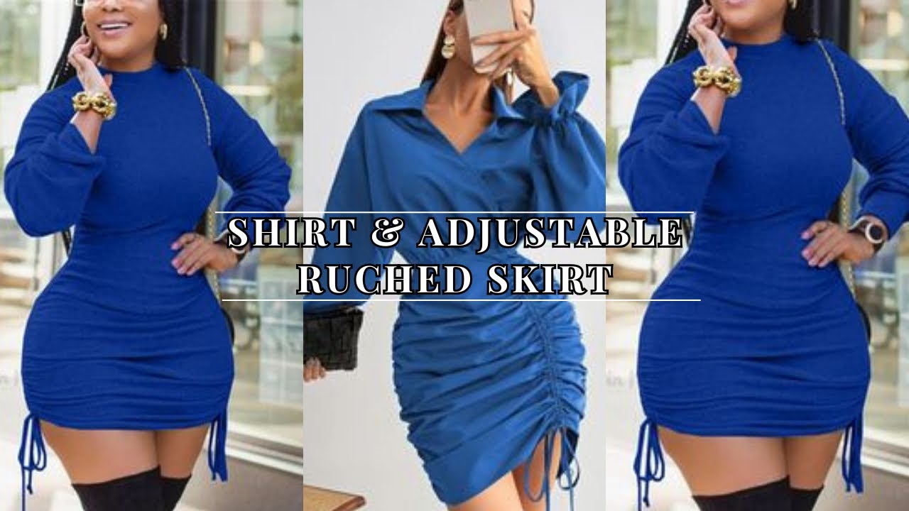 How to draft and sew a shirt with a funnel sleeve and a ruched skirt | diy ruched skirt