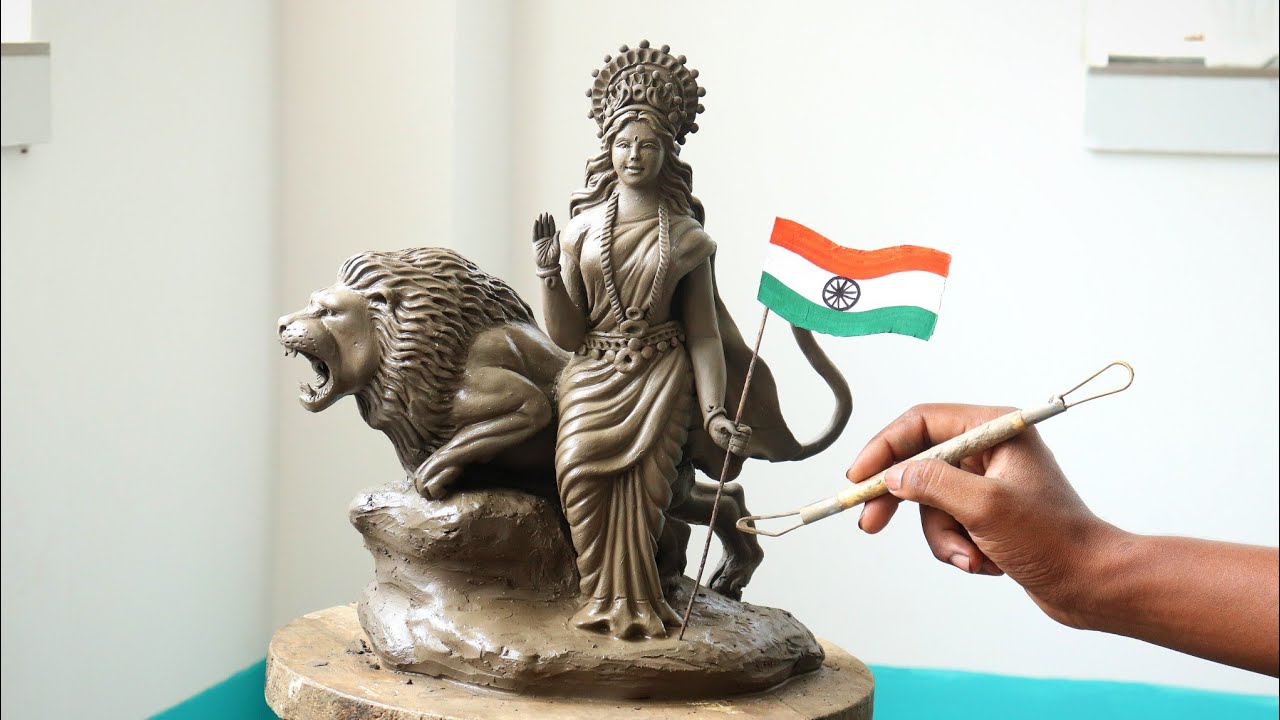 Bharat Mata ki murti making with clay | mitti ki murti banana | clay art