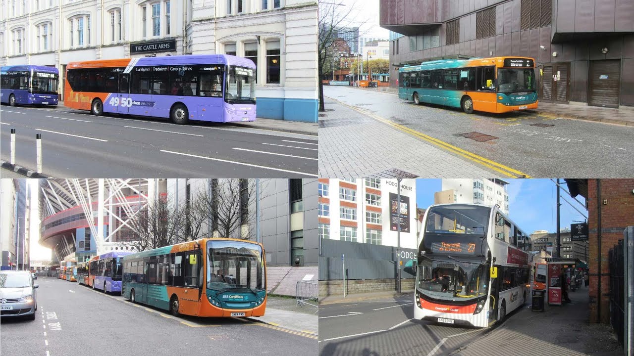 Buses In Cardiff City Centre/Bysiau Yng Nghanol Dinas Caerdydd.