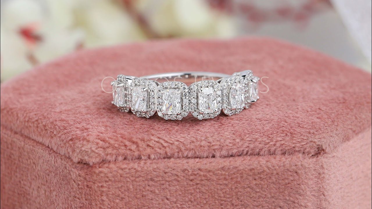 Radiant Halo Diamond Half Eternity Band