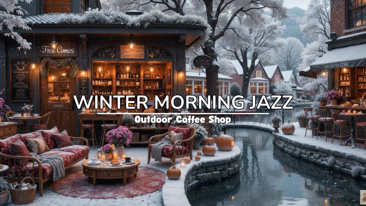 Atmosfera kawiarni na świeżym powietrzu❄️Przytulny zimowy poranek z ciepłym relaksem jazzowym